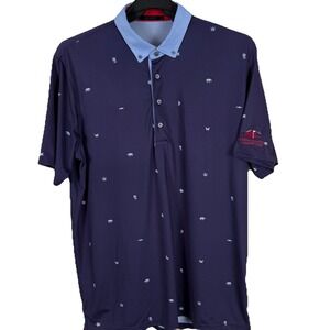 Greyson Polo Shirt Mens Large Blue Geometric Animal Stretch Performance Golf